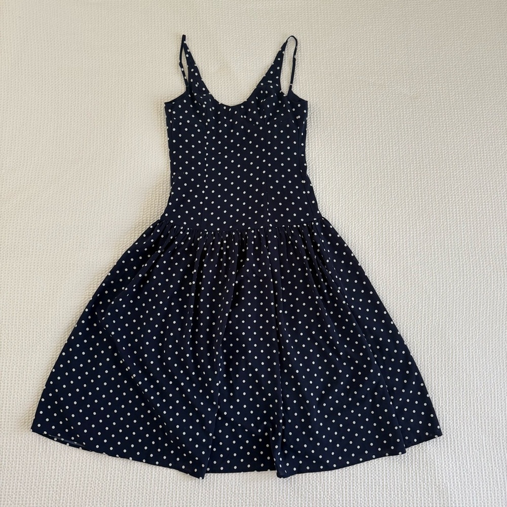 Hello Molly Navy Midi Polka Dot Dress
